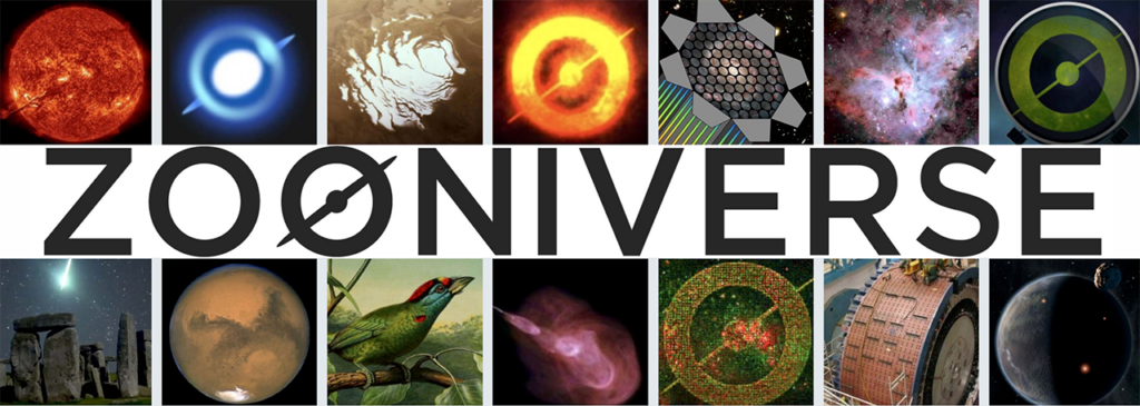 graphic showing images from zooniverse projects about nature, space and the Earth