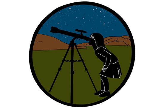 illustration of child looking through telescope